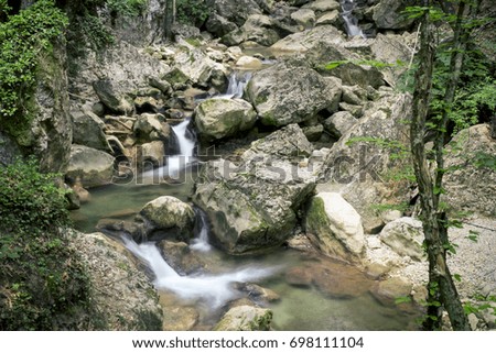 Waterfall on a Mountain River of Crimean Grand Canyon