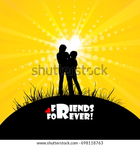 Friends forever! Silhouette. Vector
