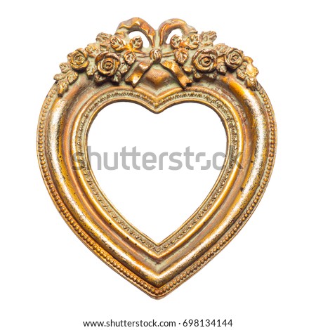 Old memories - gold heart shape picture frame