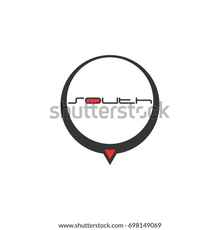 South Direction of the compass logo design vector