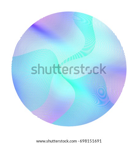 Circle ripple abstract vector illustration on white background. Round shape. Blue, cyan and violet wavy lines circle ripple texture design. Bright clip art pattern with colorful curves.