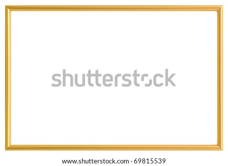 Golden metal photo frame, isolated on white background with clipping path