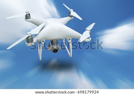 Drones Fly at high speed On the background the sky is blurred
