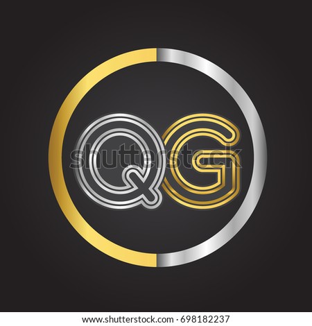 QG Letter logo in a circle. gold and silver colored. Vector design template elements for your business or company identity.