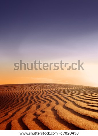 Desert landscape at sunset - nature background - sand dune