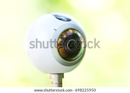 Close up picture of a 360 degree panoramic virtual tour camera outdoor
