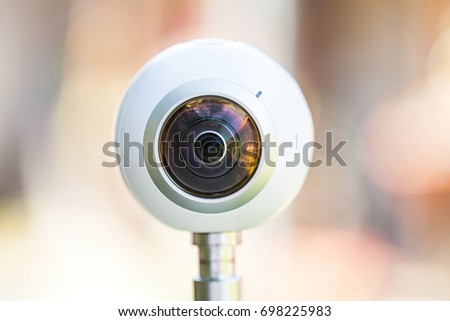 Close up picture of a 360 degree panoramic virtual tour camera outdoor
