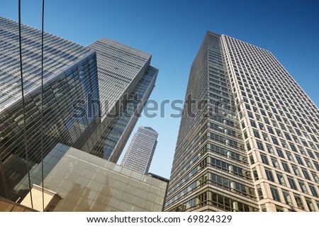 Skyscrapers in Canary Wharf area , London