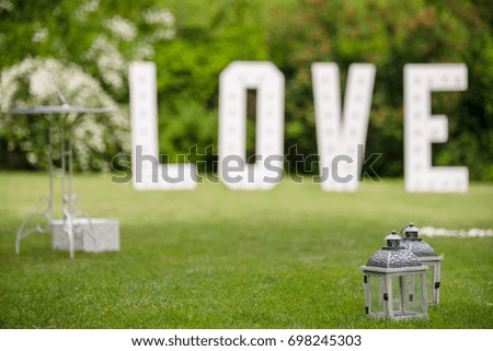 Large word LOVE in the park