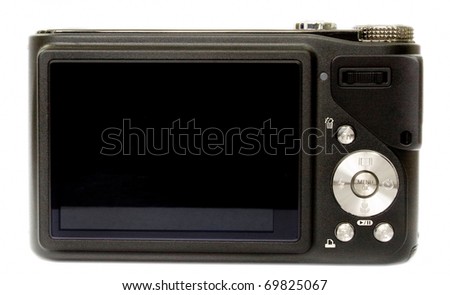 black digital camera isolated on white background