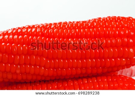Close up, Red Corn on white background