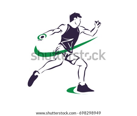 Passionate Sports Athlete In Action Logo - Discus Throw Winning Position