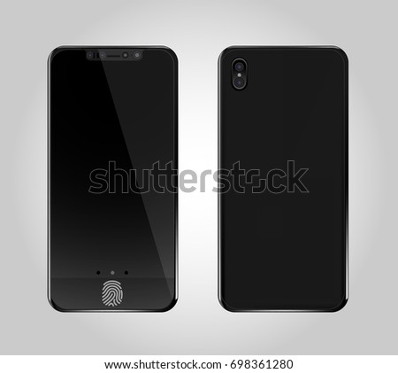 Iphone 8. Black realistic mobile 