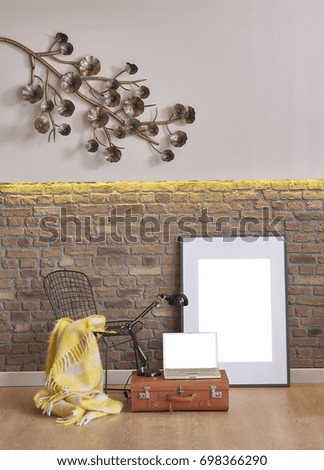 colored wall style modern decorative design interior and old new objects