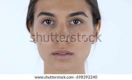 Shock, Amazed, Close up of Surprised Girl, White Background in Studio