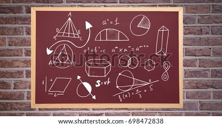 Digital composite of diagrams on blackboard
