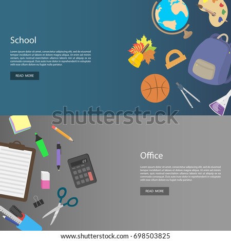 Design template web banners for office and school. Vector illustration.