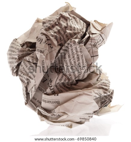 newspaper ball isolated on a white background