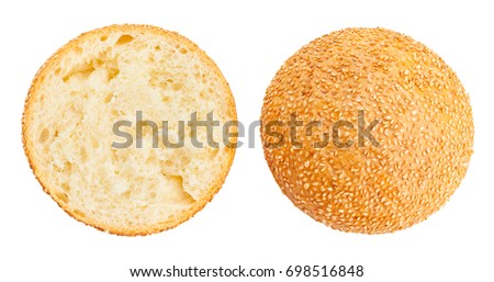 sliced sandwich bun top view isolated