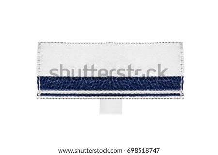 Blank textile clothes label on white background