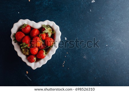 Valentine day symbol concept. Strawberry heart shape. Good copy space