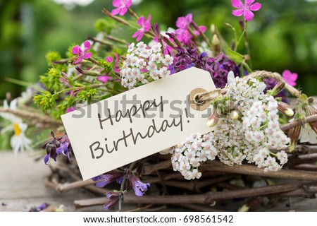 Birthday card with colorful bouquet 