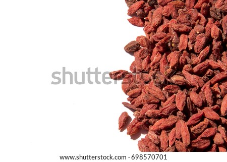 Goji berries isolated on white background photo. Beautiful picture, background, wallpaper 

