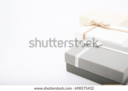 Gift boxes on white background with space.