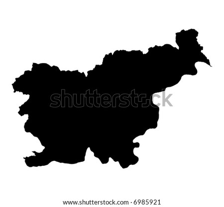 Detailed map of Slovenia, black and white. Mercator Projection.