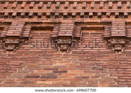 Nineteenth century brick building facade upper decoration