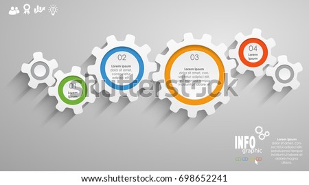 gear wheels info graphic for cooperation or teamwork symbolism with different options Royalty-Free Stock Photo #698652241