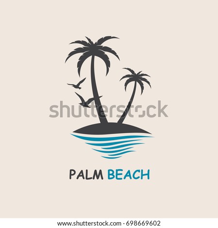 icon with palm trees silhouette on island