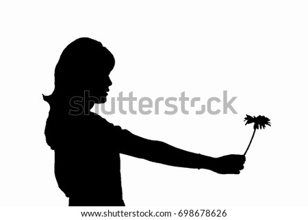 woman silhouette Hold flowers to someone secretly in love