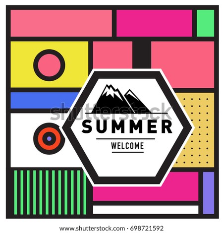 Abstract Geometric Summer poster and banner. Fashion and Travel discount and Promotion design with retro style. Vector illustration with special holiday offer.
