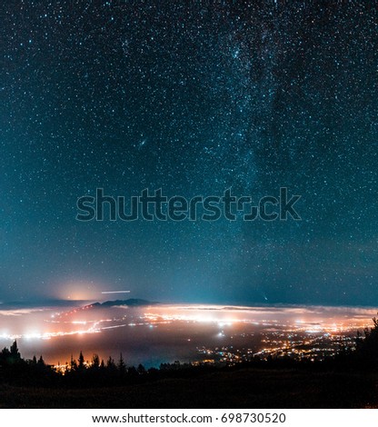 Long Exposure Milky way over a town