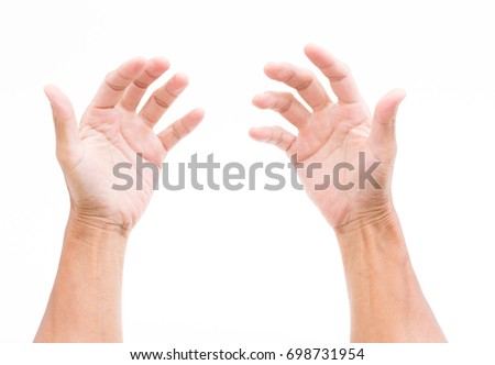Man hands on white background