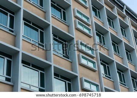 Urban Geometry, Modern architecture, concrete and glass. Abstract architectural design. Inspirational Artistic image and point of view.