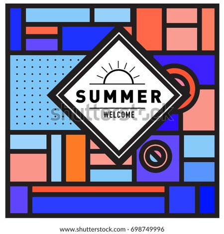 Abstract Geometric Summer poster and banner. Fashion and Travel discount and Promotion design with retro style. Vector illustration with special holiday offer.