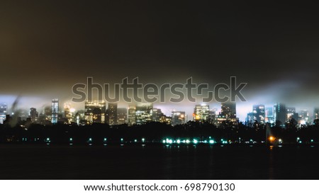 Manhattan skyline on a stormy night.