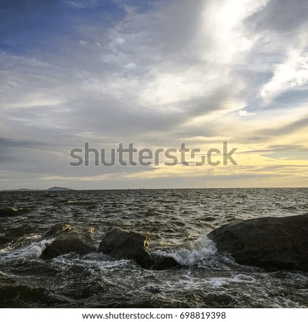 A beautiful view of sea shore in the evening with sunlight.