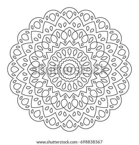 Mandala. Wonderful Round Element For Coloring Book. Black Lines on White Background.