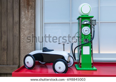Car toy and Gas pump, Children play 