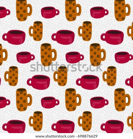 Vector cartoon cute pattern with cups