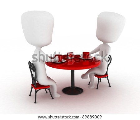 3D Illustration of a Couple on a Date