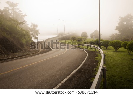 Curve Road to Mist In the morning