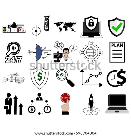 Digital defense isolated vector objects. Anti-virus icons. Network security.