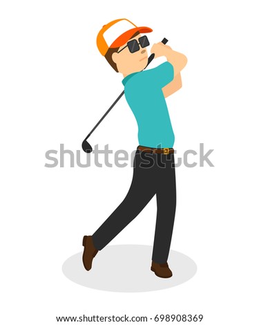 Golfer Man Cartoon Vector Illustration