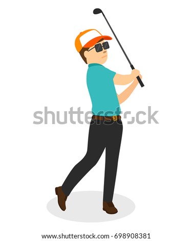 Golfer Man Cartoon Vector Illustration