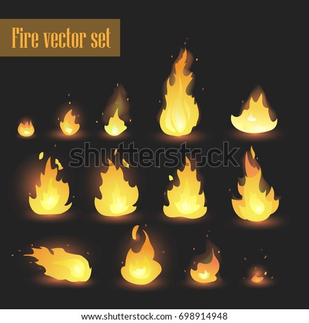  fire animation sprites flames vector set. hot fire and inferno explosion vector set.  