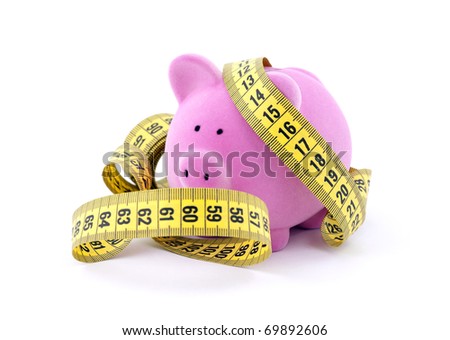 Piggy bank with measure tape